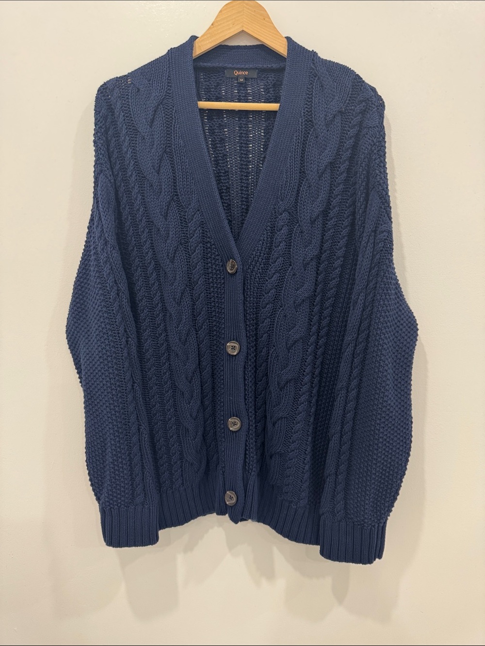 Quince 100% Organic Cotton Cable-Knit Cardigan — Size M